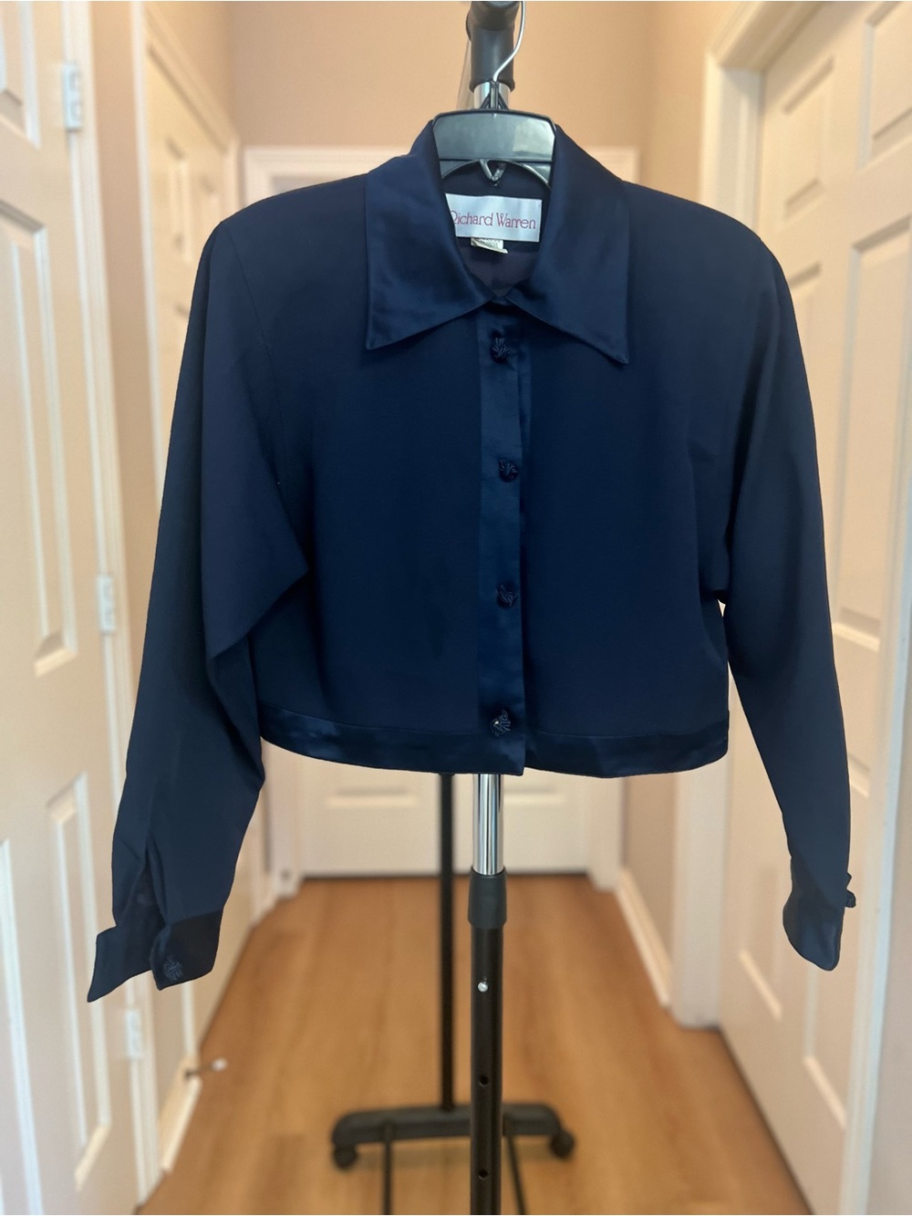 Richard Warren Navy Cropped Button-Front Shirt